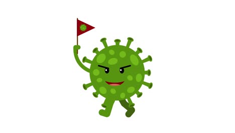 animación de bucle de caminata de coronavirus covid-19 con canal alfa (fondo transparente)