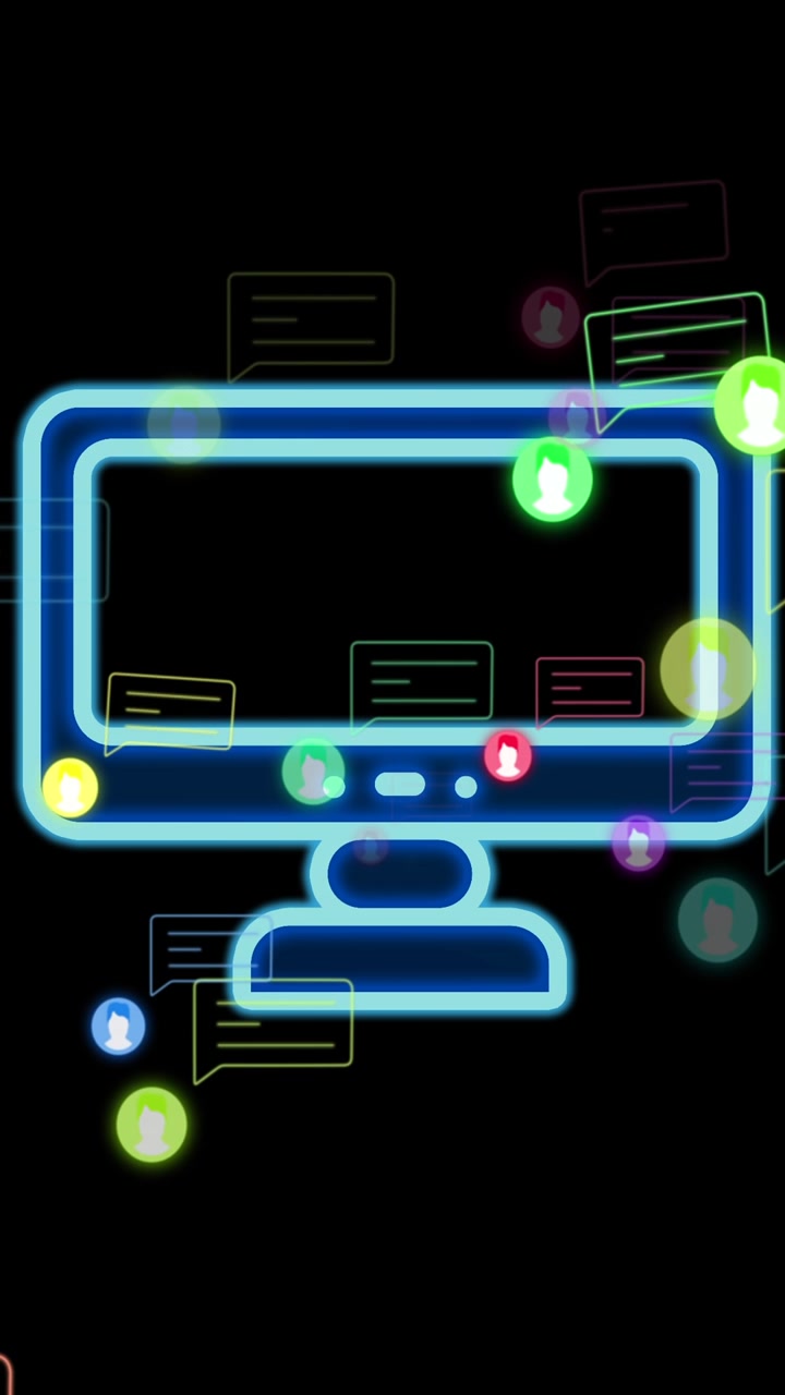 Animation of media icons over computer
