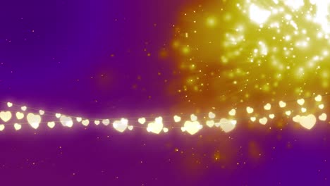 animación de luces de hadas brillantes sobre manchas brillantes sobre un fondo púrpura