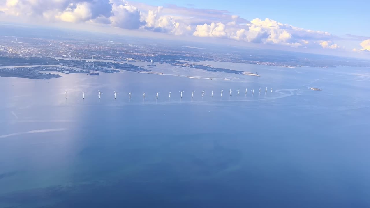 Aerial Shot of Middelgrunden Wind Farm in Denmark