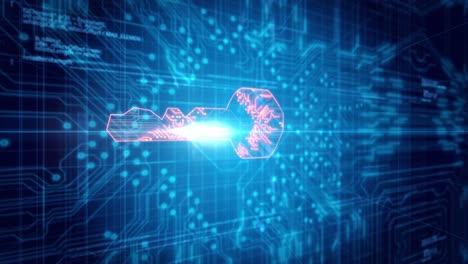Animation of glowing orange security key over blue processor socket