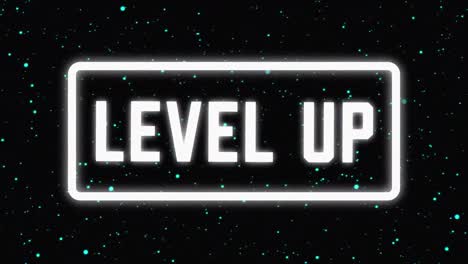 animation vintage video game screen with words level up written
