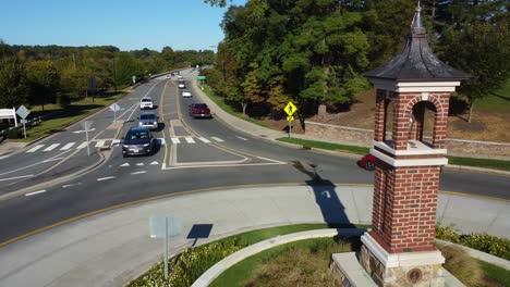 backwards aerial shot of roundabout in clemmons nc