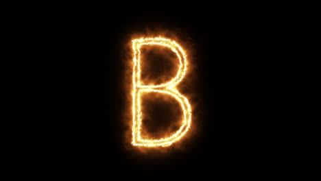 the letter "b" of burning flame. flaming burn font or bonfire alphabet text with sizzling fiery shining heat effect. 3d rendering.