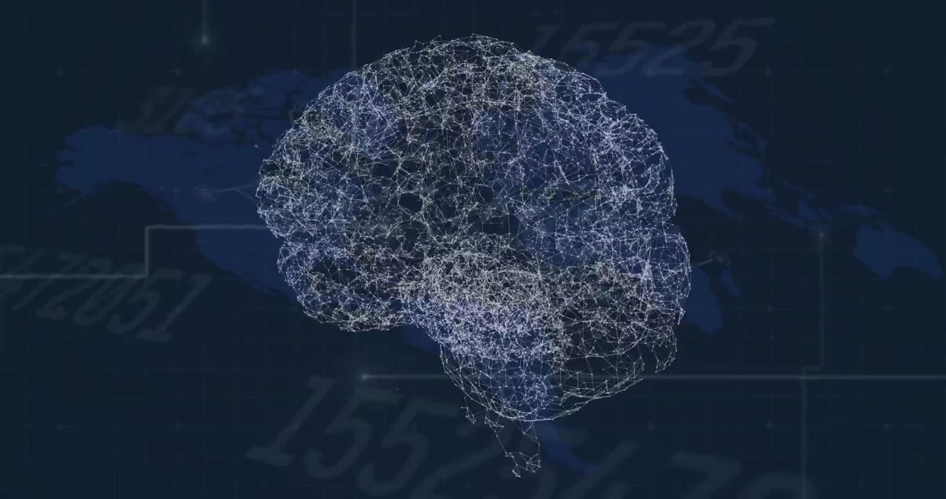Animation of data processing over black background