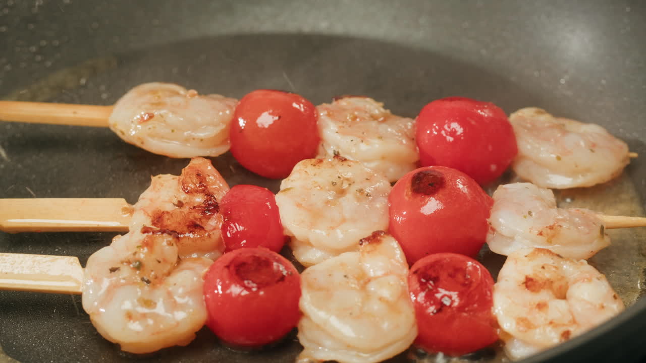 Cooking Shrimp and Tomato Skewers