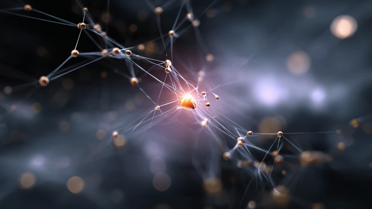 A Stunning Visualization of Molecular Structures and Interactions, Highlighting Energy Transitions and Connections in a Complex Nanoscopic Network