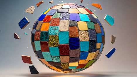abstract sphere of colorful textured blocks