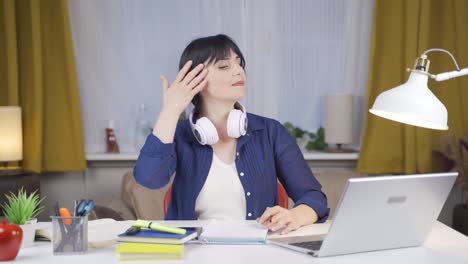 A-Female-student-who-is-overwhelmed-by-the-heat.