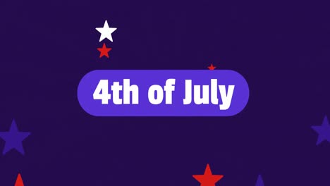 animación del 4 de julio texto sobre estrellas con los colores de la bandera estadounidense