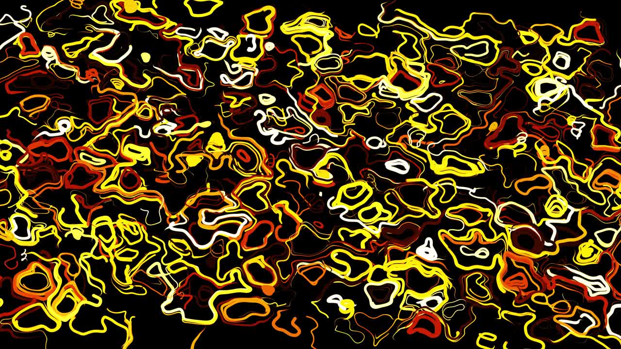 abstract creative looped bg con líneas rizadas como senderos amarillos en la superficie. las líneas forman un patrón giratorio como ruido de rizado. abstract 3d looping flowing animation as bright creative festive bg