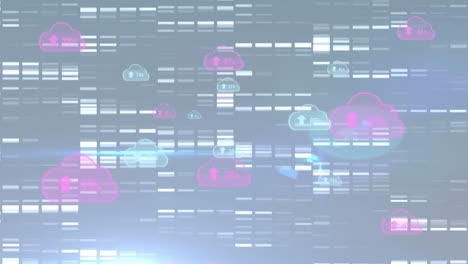 animation of clouds with growing number over moving columns