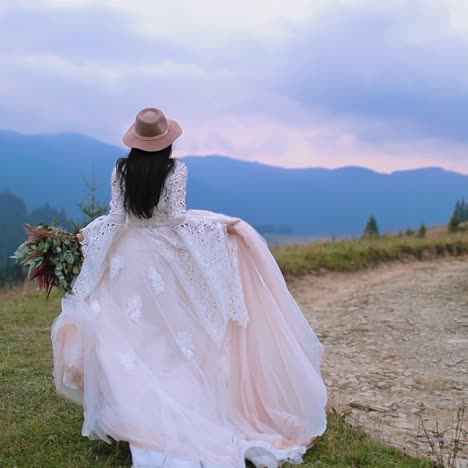 bride on mountain hill
