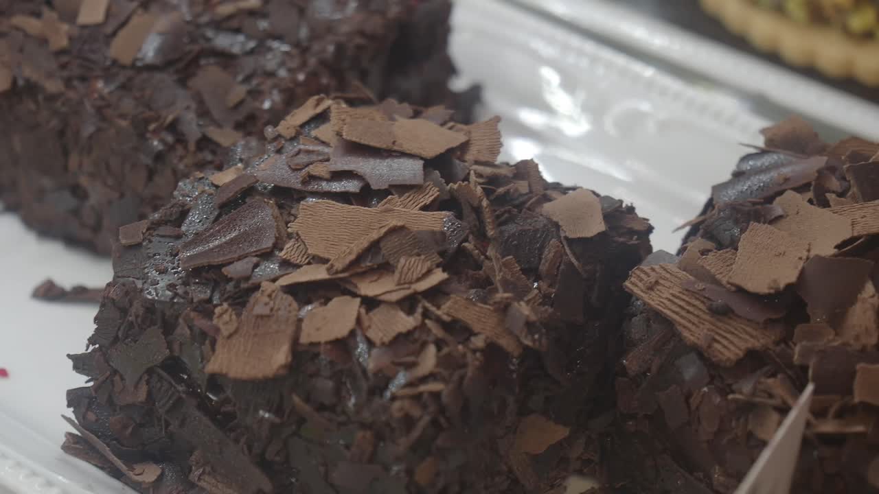 맛있는 초콜릿 케이크의 클로즈업