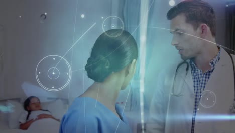 animación de la red de conexiones entre diversas mujeres y hombres médicos