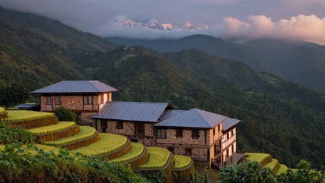 mountain village with rice terraces
