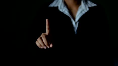 business woman make hand gesture for technology concept dark and grain processed