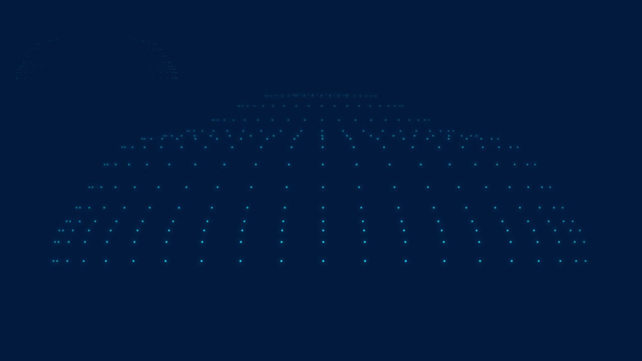 Abstract Digital Dome Formed by Glowing Blue Light Points