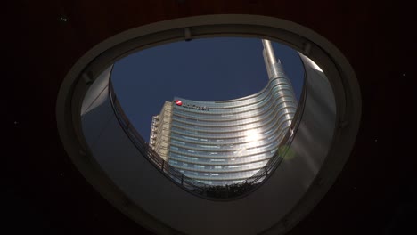 day time milan city famous downtown square up view slow motion panorama 4k italy