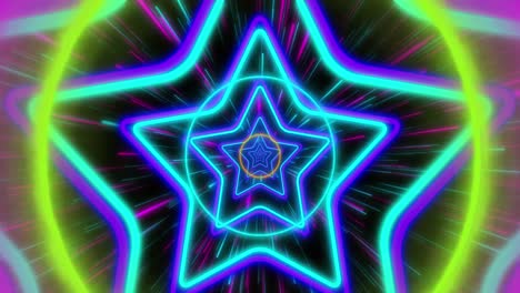 animación de formas en movimiento y estrellas sobre fondo negro