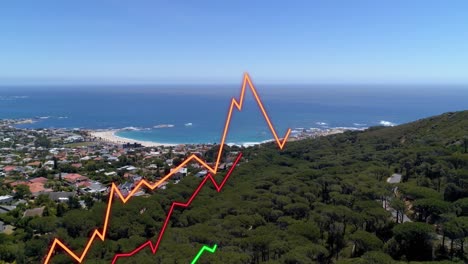 animación del procesamiento de datos sobre el paisaje