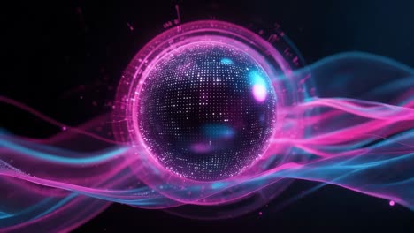 esfera brillante abstracta con colores de neón