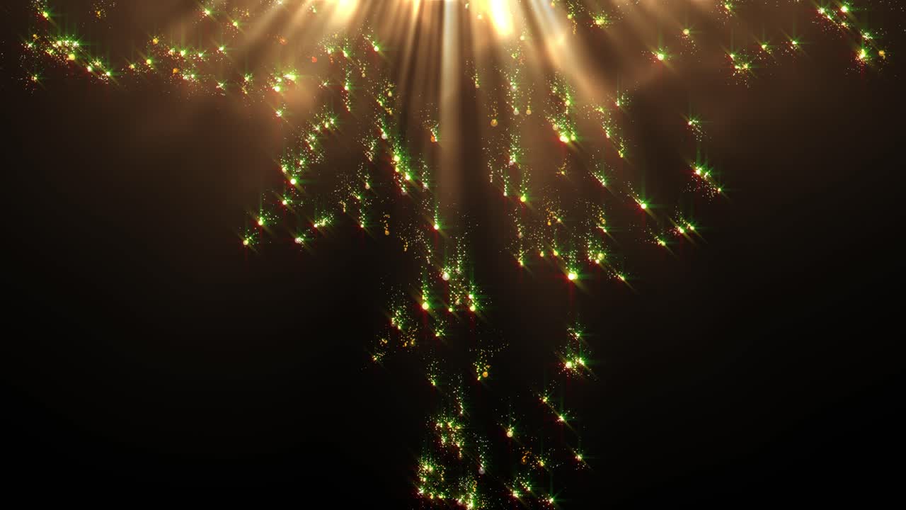 Golden Green Sparkling Particles