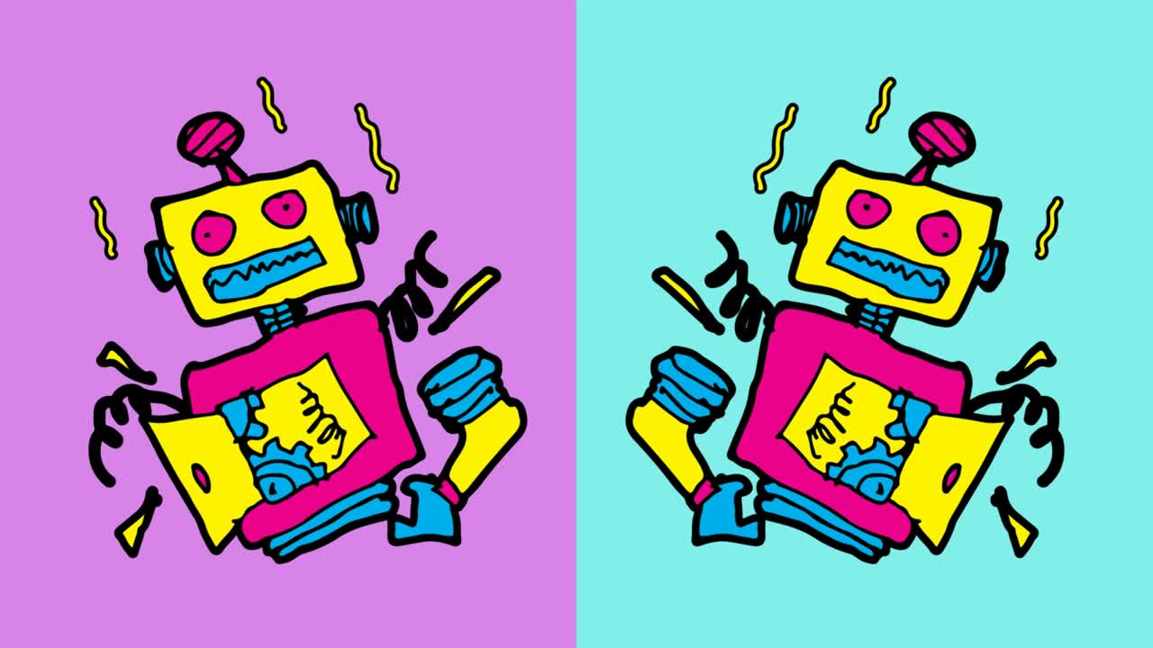 kids drawing pop art seamless background with theme of broken robot