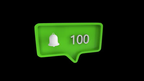 icono de campana con aumento del recuento de números para las redes sociales