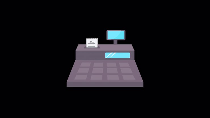 2D Animation of Cash Register Assembling and Printing a Bill