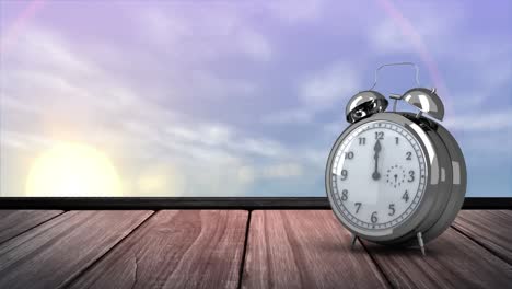 reloj despertador durante la puesta y la salida del sol