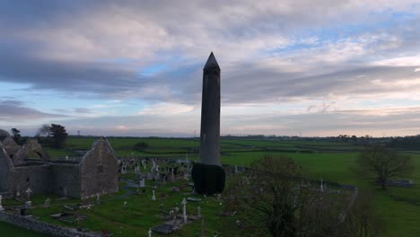 Kilmacduagh-Monastery,-County-Galway,-Ireland,-November-2023