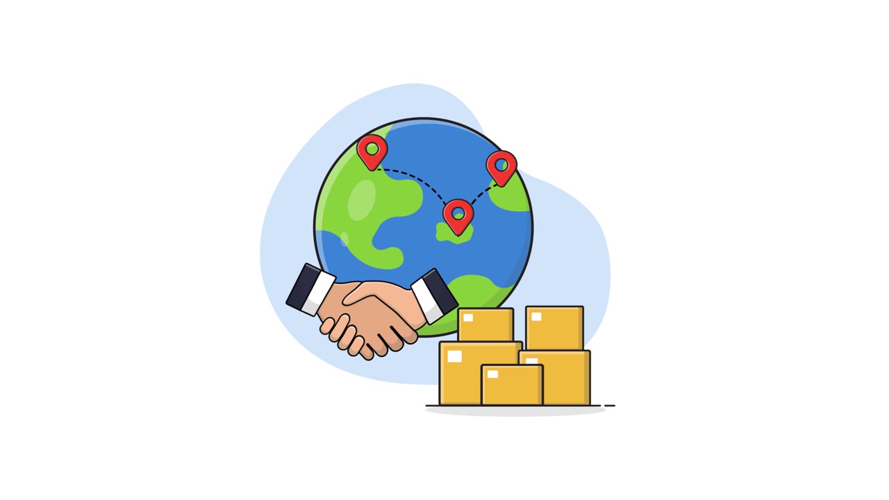 Animated Global Logistics and Business Partnership Concept