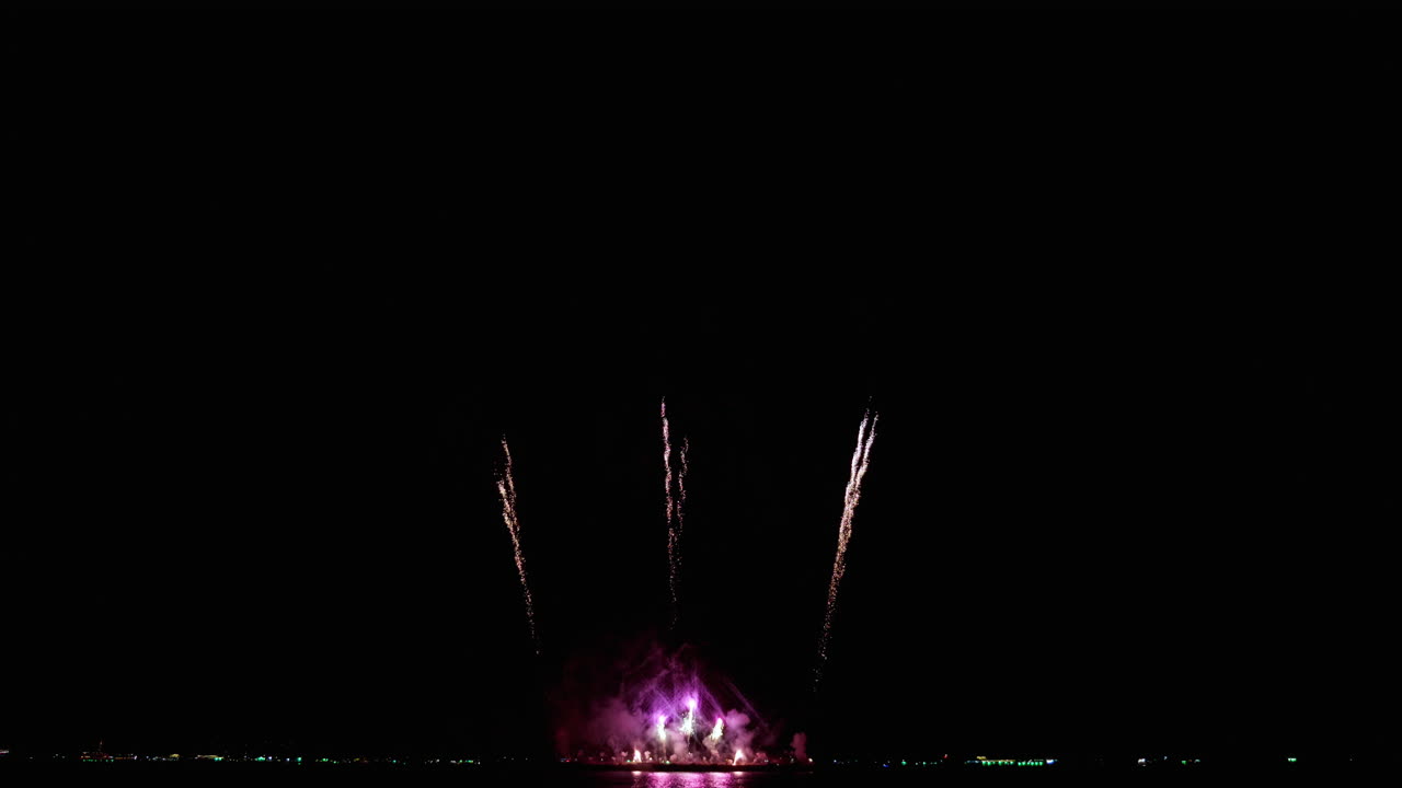 Fireworks during New Year's Eve near the coast