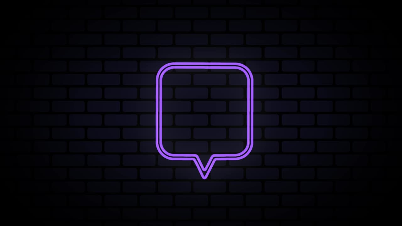 4k neon light speech bubble animation su sfondo nero.