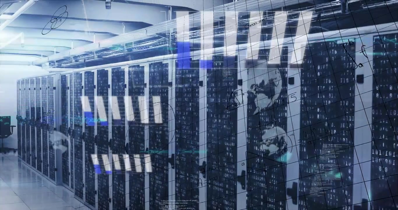 Animation of data processing over server room