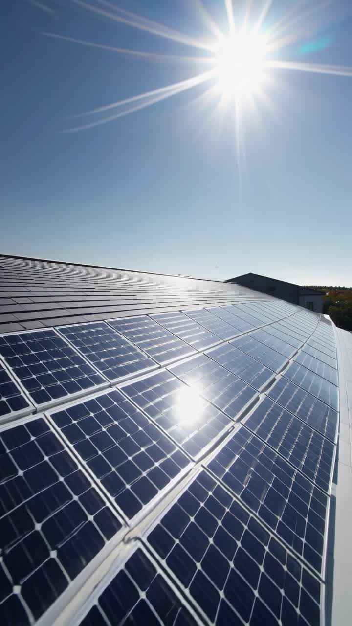 Solar panels installed on a rooftop, efficiently capturing sunlight on a bright, sunny day, generating clean, renewable energy and contributing to a sustainable future for the environment