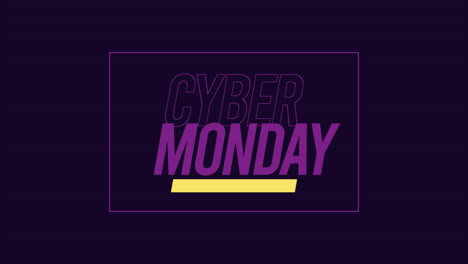 Cyber-Monday-Text-Im-Rahmen-Auf-Violettem,-Modernem-Farbverlauf