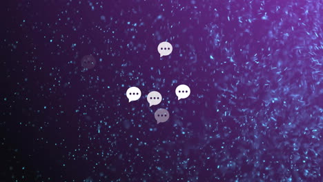 animation of speech bubble and snowfall against black background