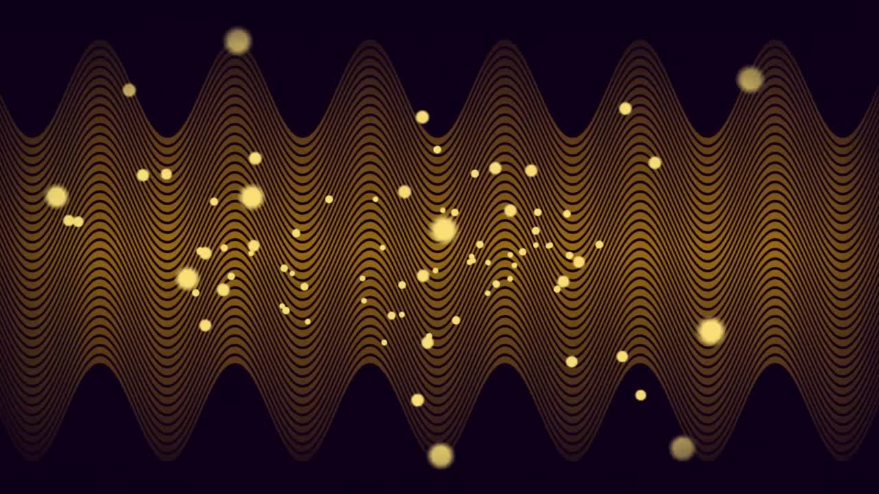 Animation of multiple glowing spots moving in hypnotic motion on brown lined background