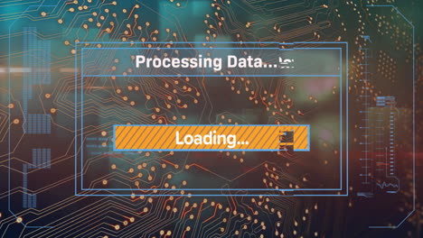 Animation-of-text-and-data-processing-over-screen-and-circuit-board