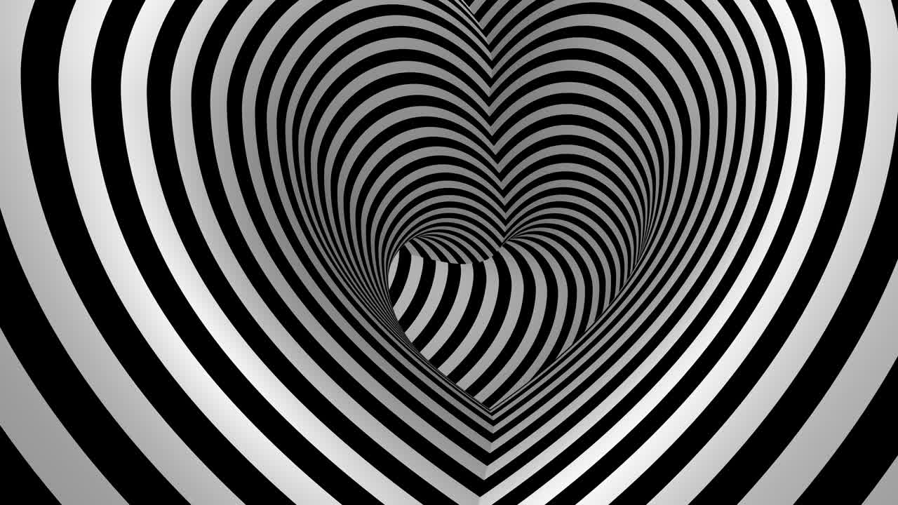 moviéndose dentro de un túnel en forma de corazón