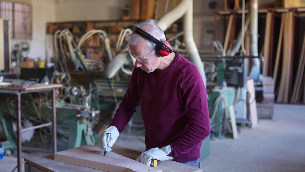Angry carpenter throwing away defective wood plank