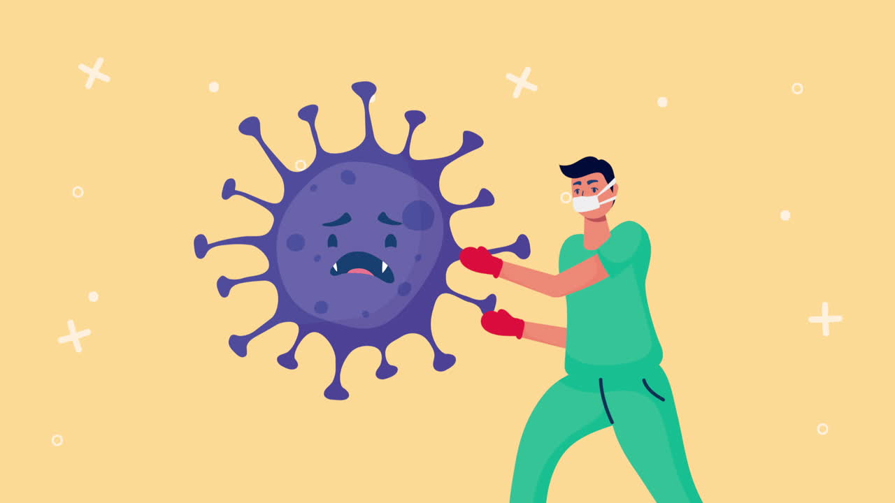 Sundhedsarbejder bekæmper en virus