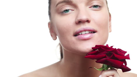 woman with a red rose