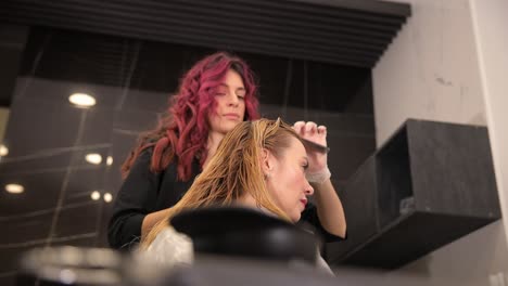 hairdresser hold hair strand between making haircu 4k 2025 08 04 04 50 25 utc (1).mov | adult, barber, beautician, beautiful woman