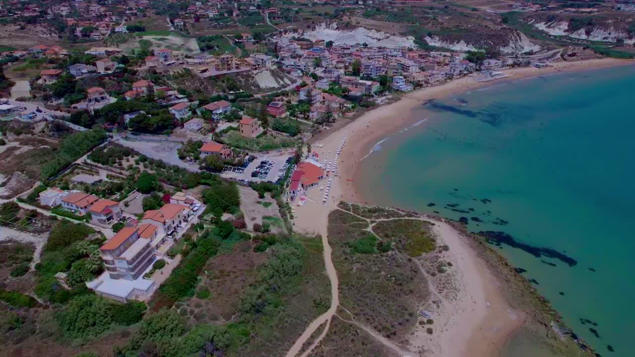 Aerial view of a beautiful beach town