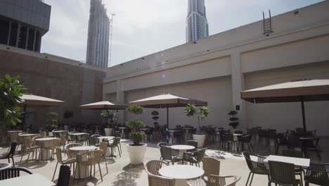 view of skyscrapers from expensive and fancy restaurant in dubai