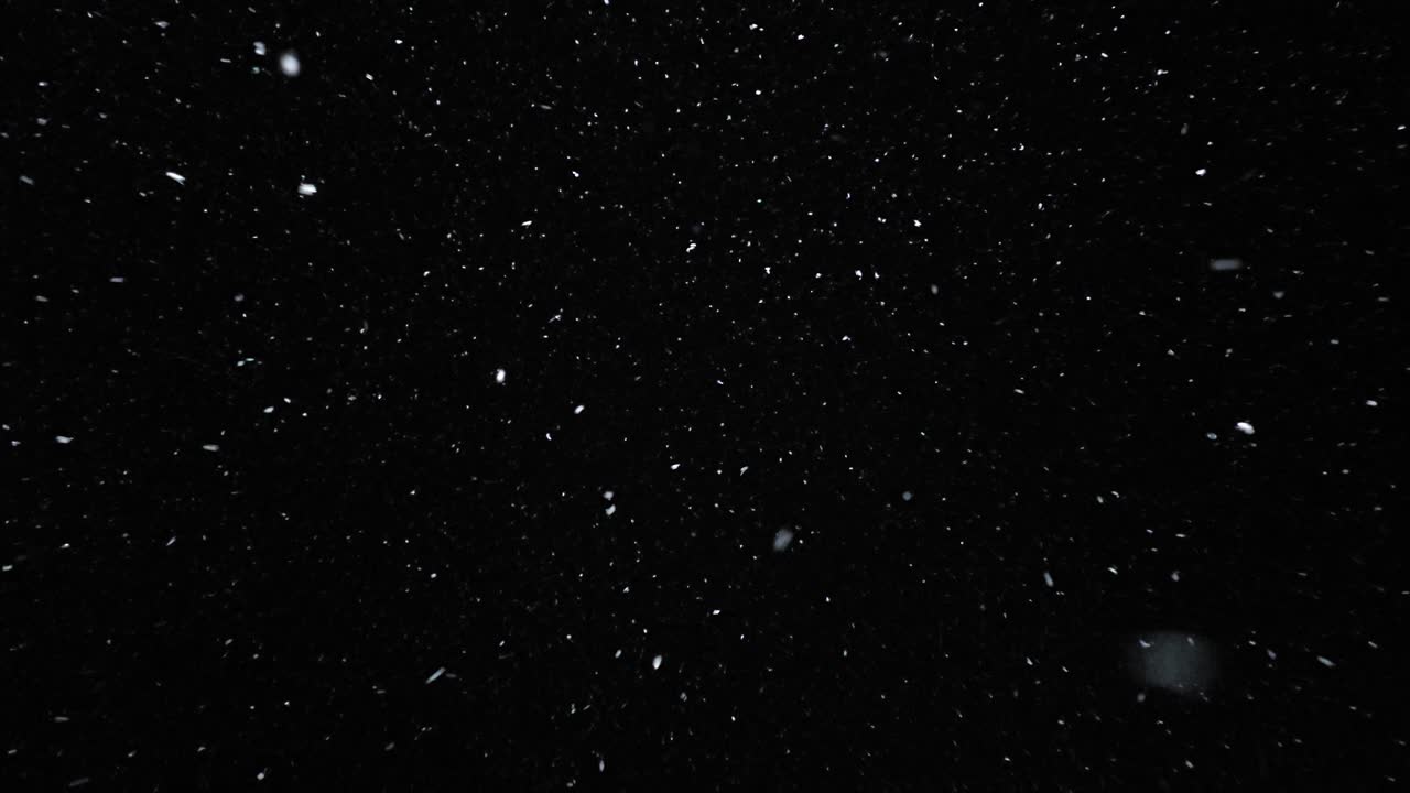 Falling snow on a black background - looking up
