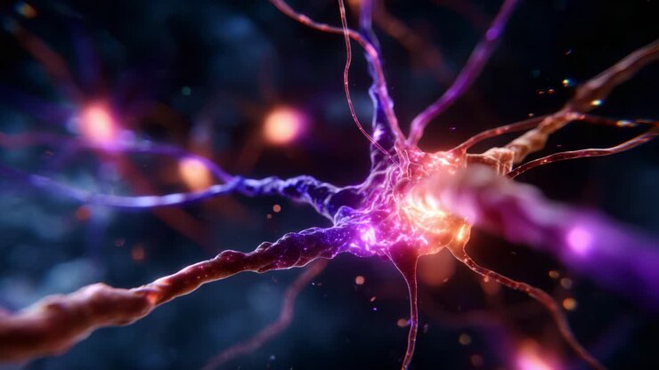 Stunning Close-Up of Neurons Firing, Displaying Complex Neural Connections and Vibrant Colors in a Beautiful Depiction of Brain Activity and Synaptic Communication